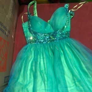 Elegant Teal Sequin Dress